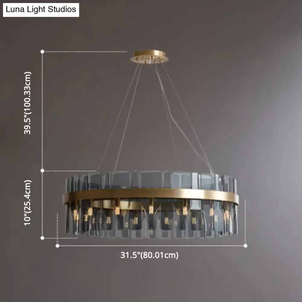 Modern Minimalist Smoked Glass Gold Pendant Lamp - Stylish Living Room Ceiling Light
