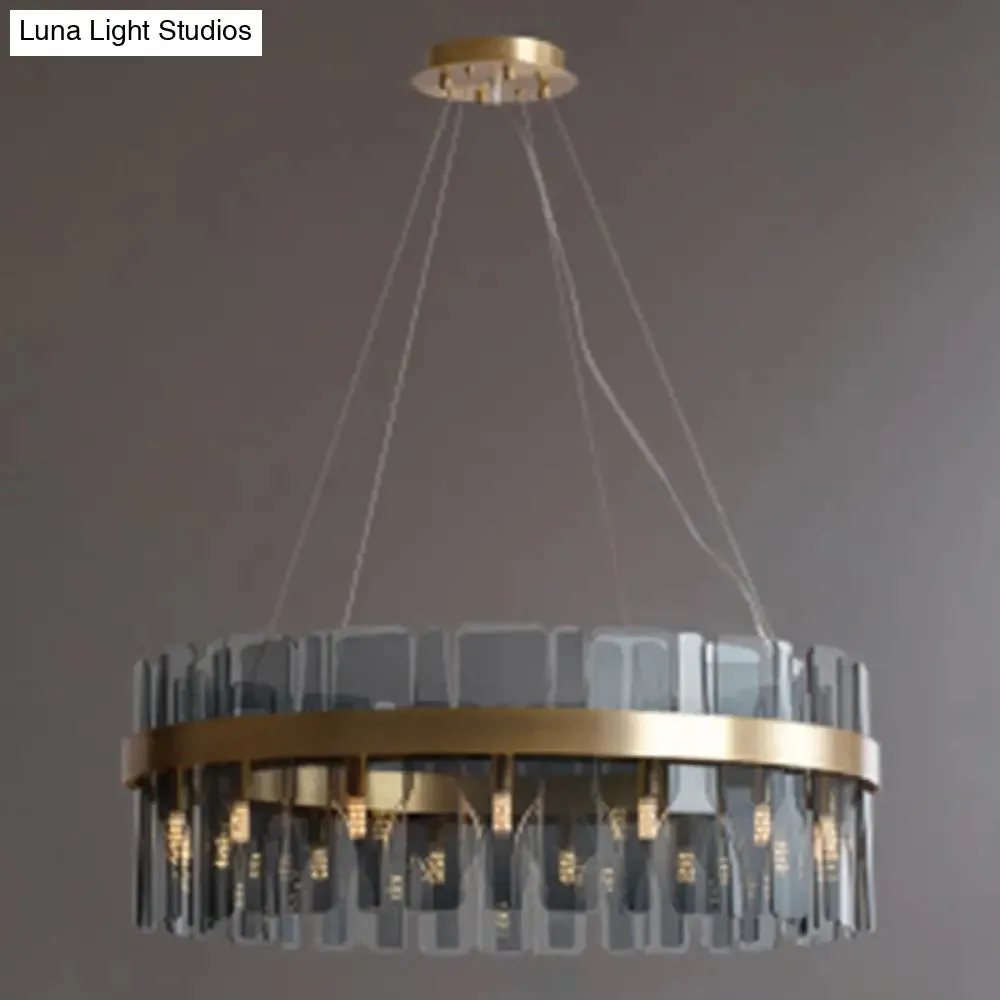 Modern Minimalist Smoked Glass Gold Pendant Lamp - Stylish Living Room Ceiling Light