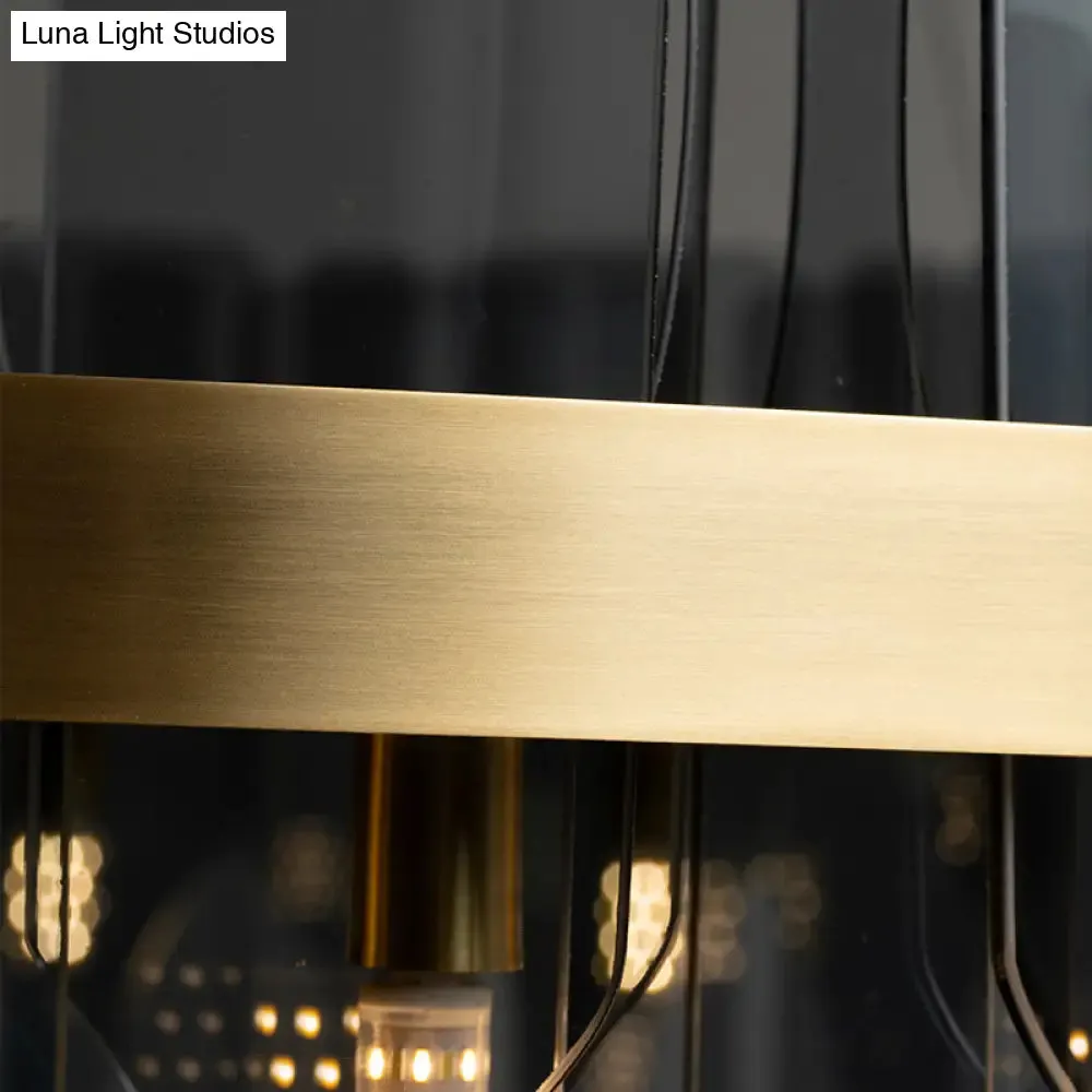 Modern Minimalist Smoked Glass Gold Pendant Lamp - Stylish Living Room Ceiling Light