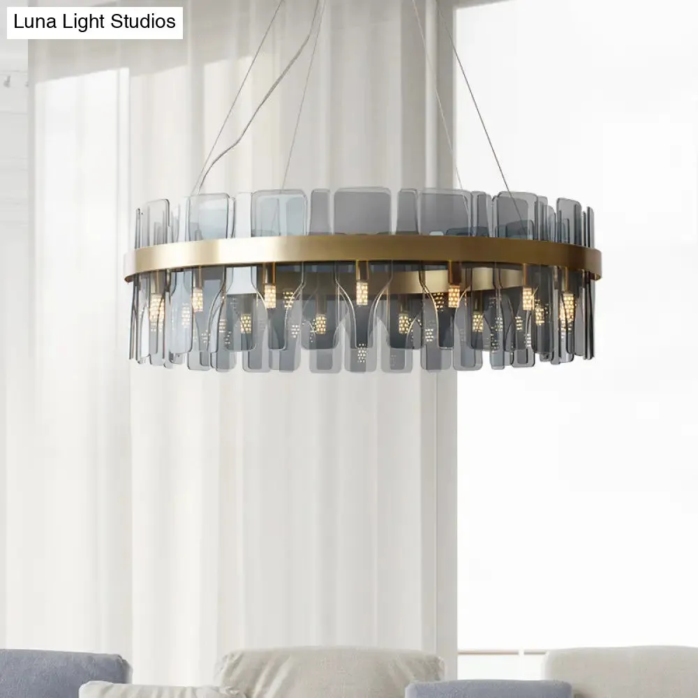 Modern Minimalist Smoked Glass Gold Pendant Lamp - Stylish Living Room Ceiling Light
