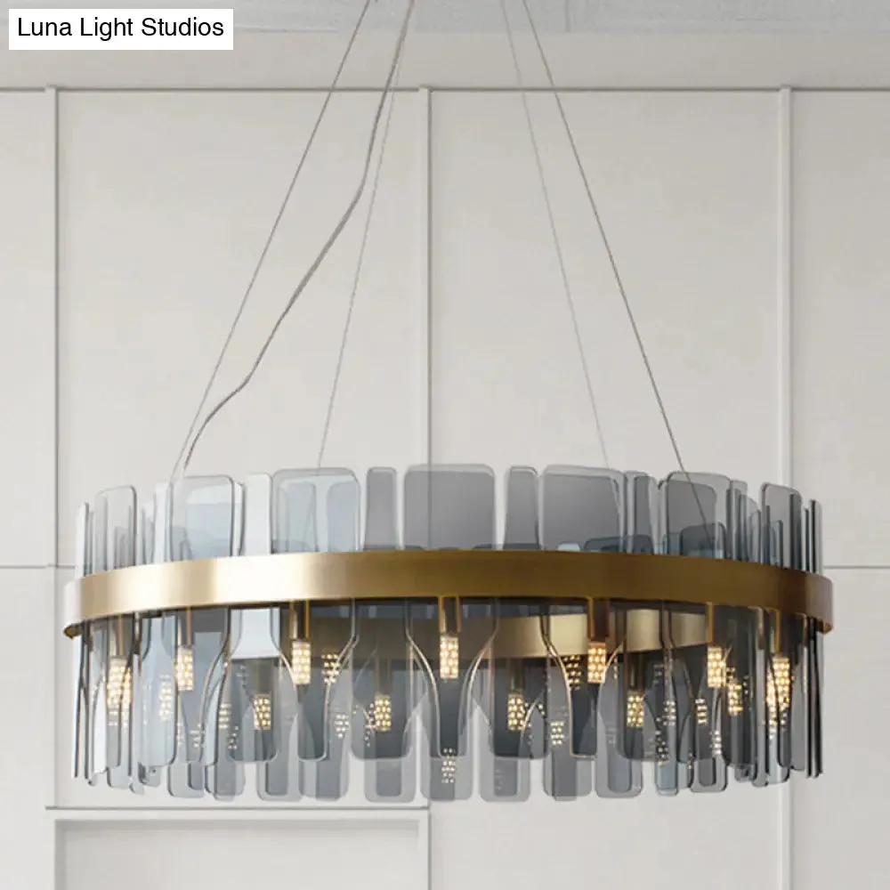 Modern Minimalist Smoked Glass Gold Pendant Lamp - Stylish Living Room Ceiling Light
