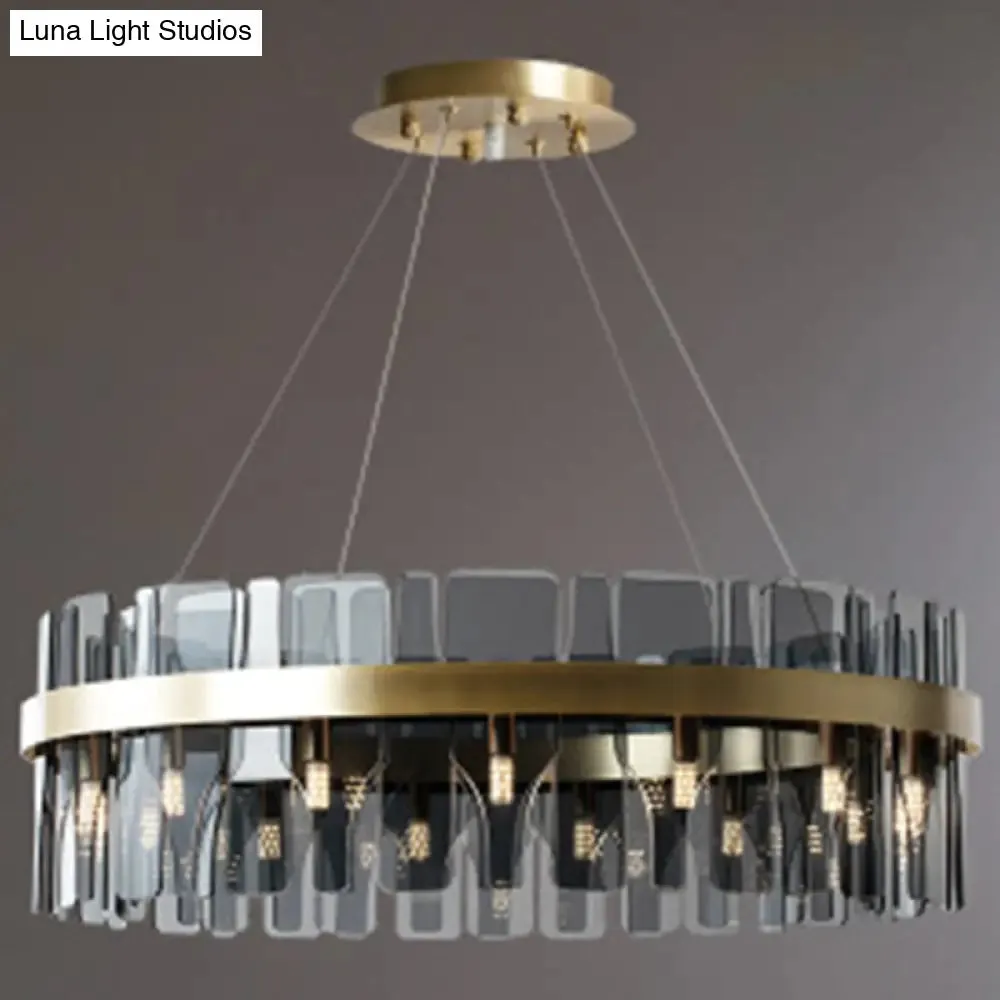 Modern Minimalist Smoked Glass Gold Pendant Lamp - Stylish Living Room Ceiling Light