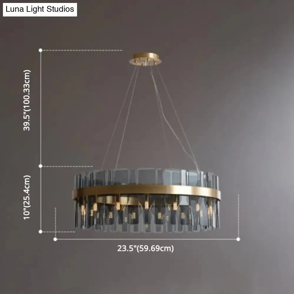 Modern Minimalist Smoked Glass Gold Pendant Lamp - Stylish Living Room Ceiling Light