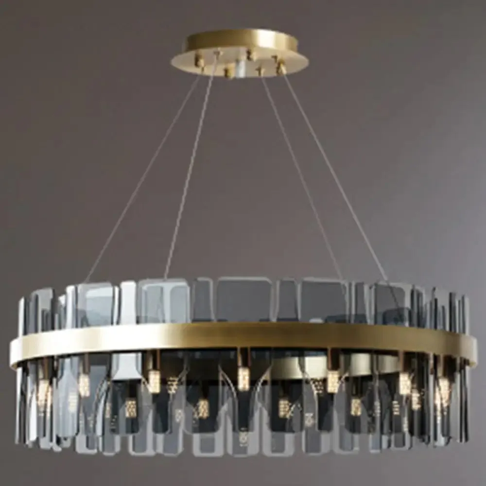 Modern Minimalist Smoked Glass Gold Pendant Lamp - Stylish Living Room Ceiling Light