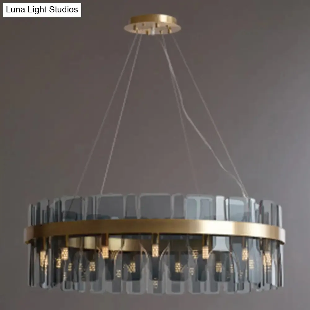 Modern Minimalist Smoked Glass Gold Pendant Lamp - Stylish Living Room Ceiling Light