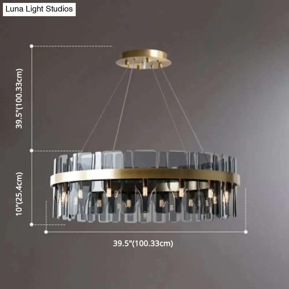 Modern Minimalist Smoked Glass Gold Pendant Lamp - Stylish Living Room Ceiling Light