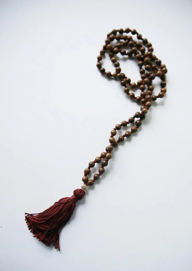 Natural Rosewood 6mm 108 Mala Beads, Spiritual, Meditation Beads, Reiki, Japa Mala, Buddhist Prayer Beads, Yoga Bracelet, healing beads LKMALA-RRGU-2589