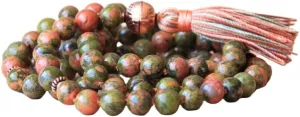 Natural Unakite 8mm 108 Mala Beads, Spiritual, Meditation Beads, Reiki, Japa Mala, Buddhist Prayer Beads, Yoga Bracelet, healing beads LKMALA-RRGU-3951