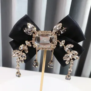 New Fabric Bowknot Brooch Rhinestone Vintage Brooches for Women Accessories