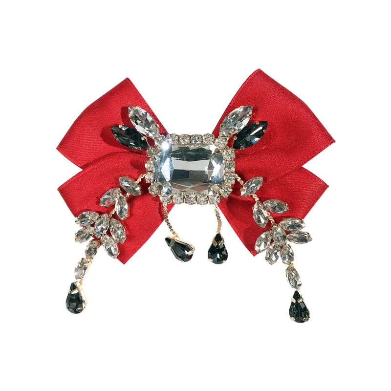 New Fabric Bowknot Brooch Rhinestone Vintage Brooches for Women Accessories