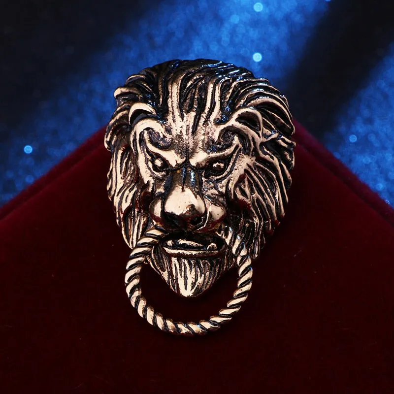 New Retro Animal Lion Head Brooch