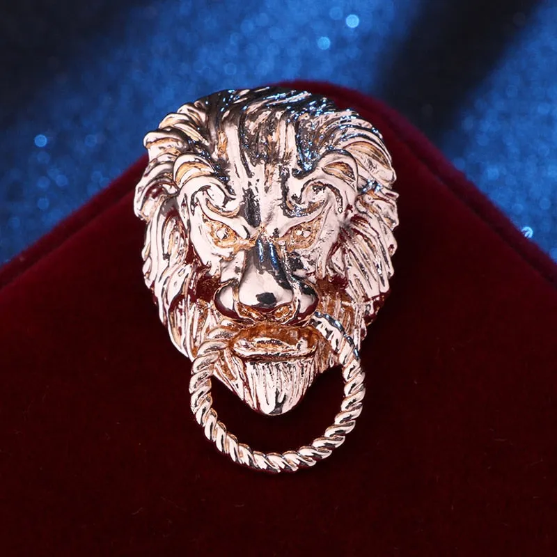 New Retro Animal Lion Head Brooch