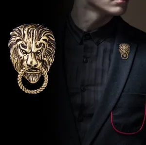 New Retro Animal Lion Head Brooch