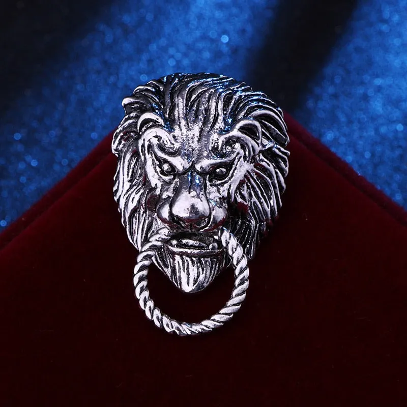 New Retro Animal Lion Head Brooch