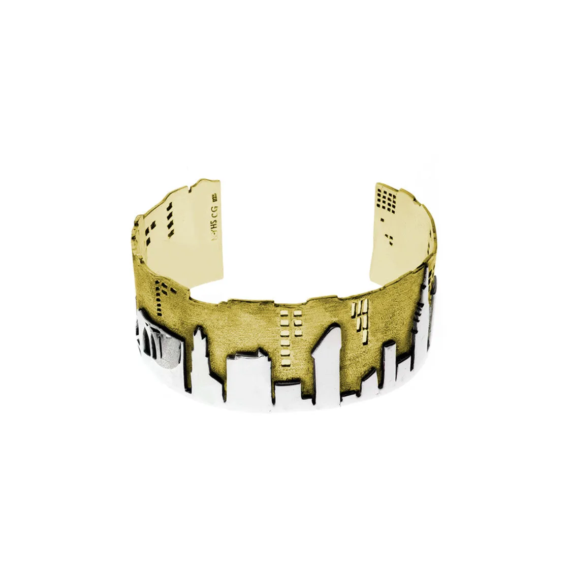 New York City Skyline Sterling Silver & Brass Cuff
