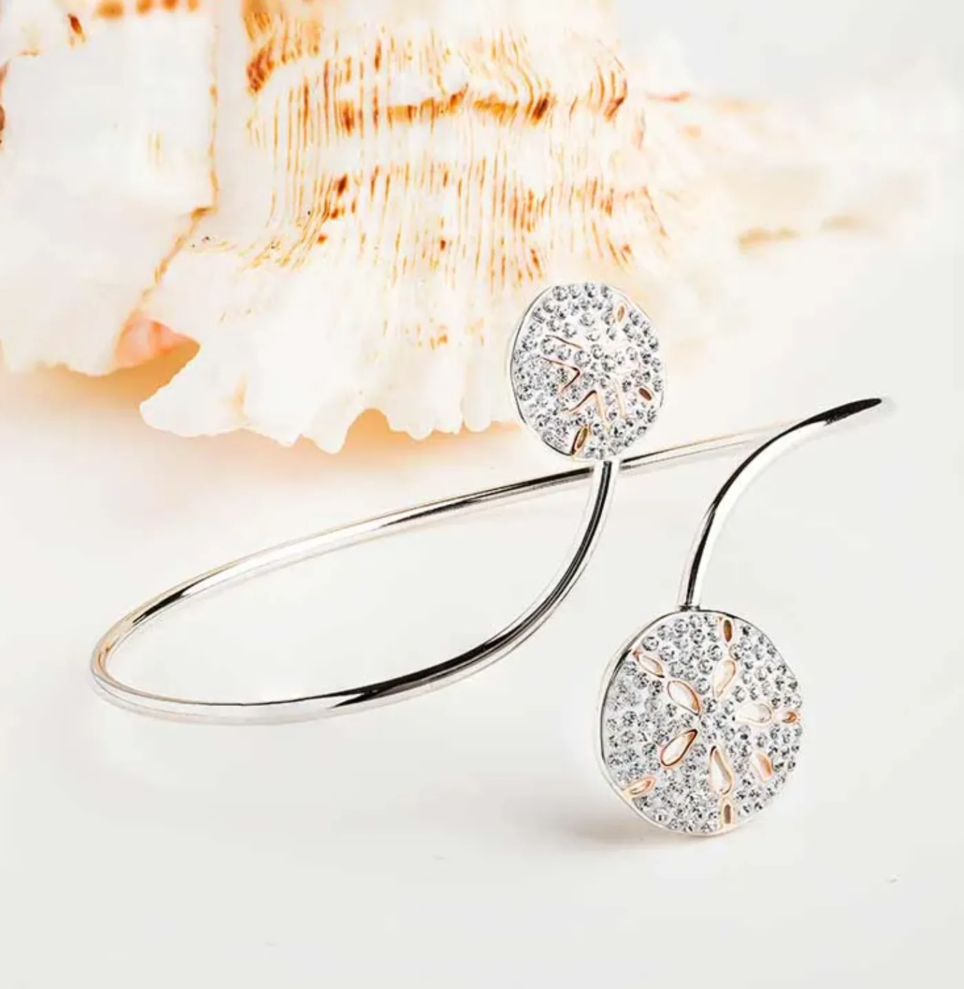 Ocean SS Crystal Sand Dollar By Pass Bangle