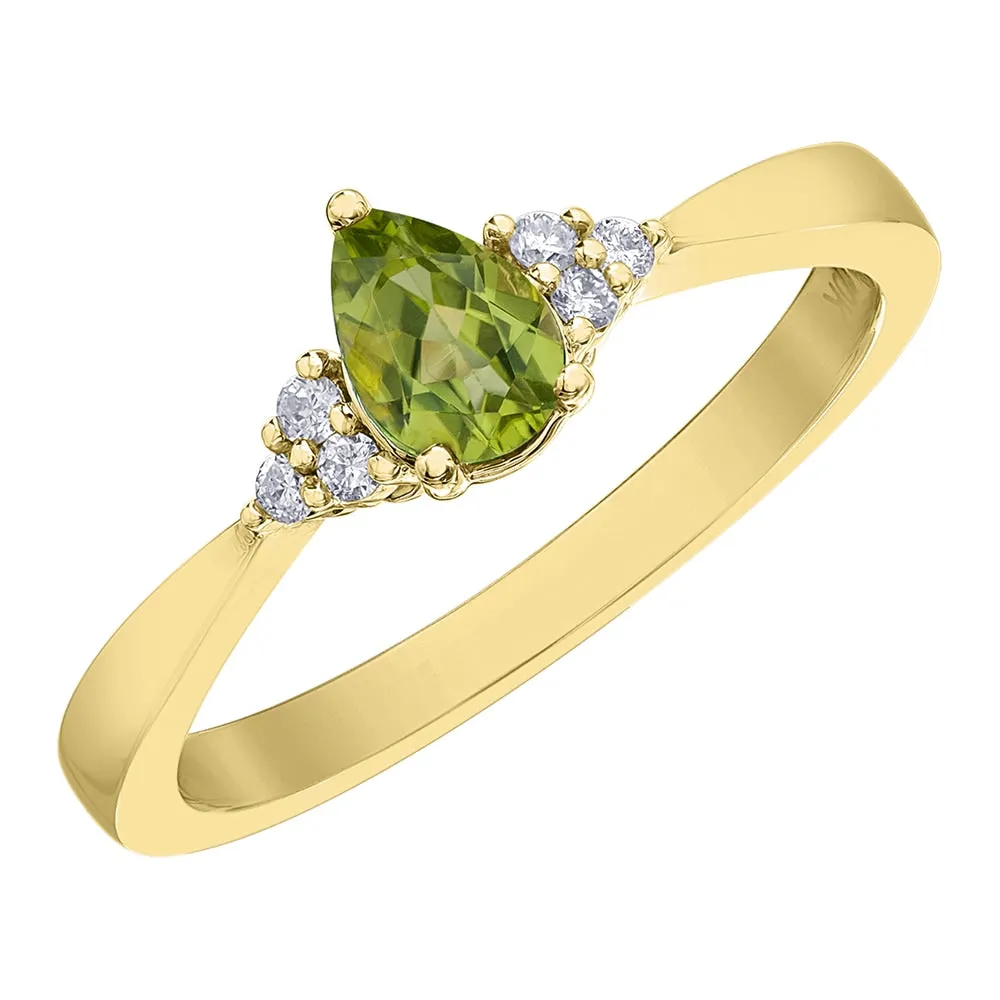 Pear-Shaped Peridot and Diamond Ring