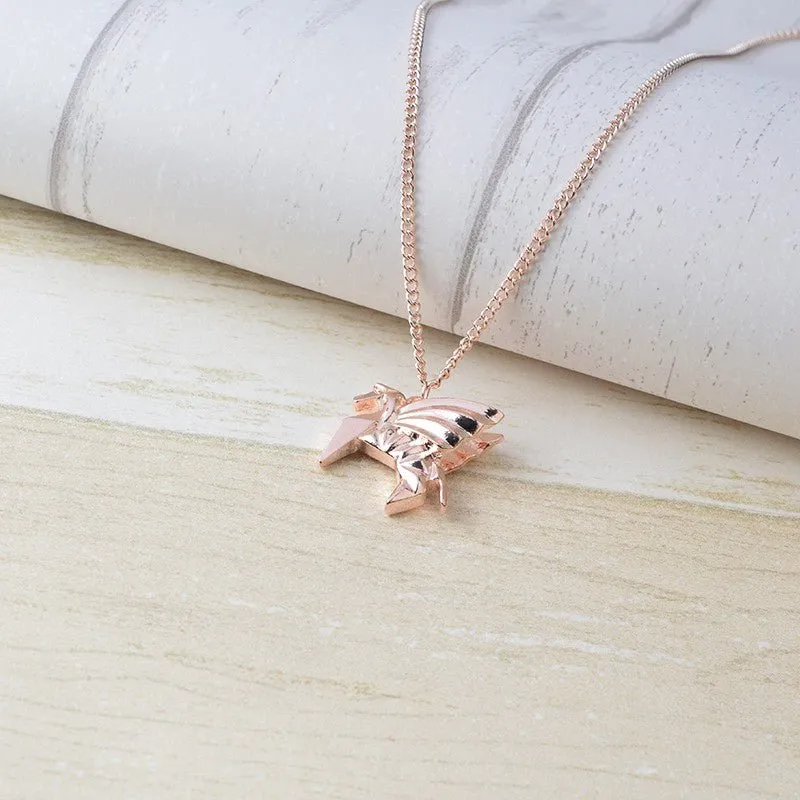 Pegasus Geometric Pendant Necklace in a Gift Box | Gold or Rose Gold)