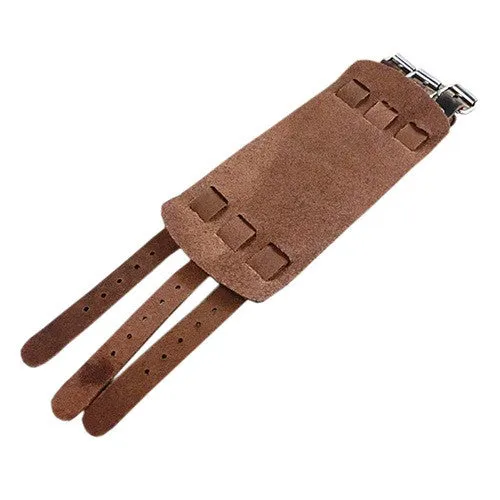 Punk Rock New 2 Layer Belt Men Genuine Cow Leather Bracelet 3 Buckle Wristband Cuff Bangle