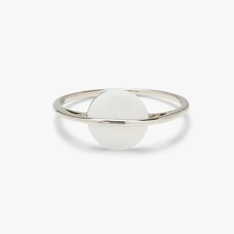PURA VIDA WHITE OPAL SATURN RING