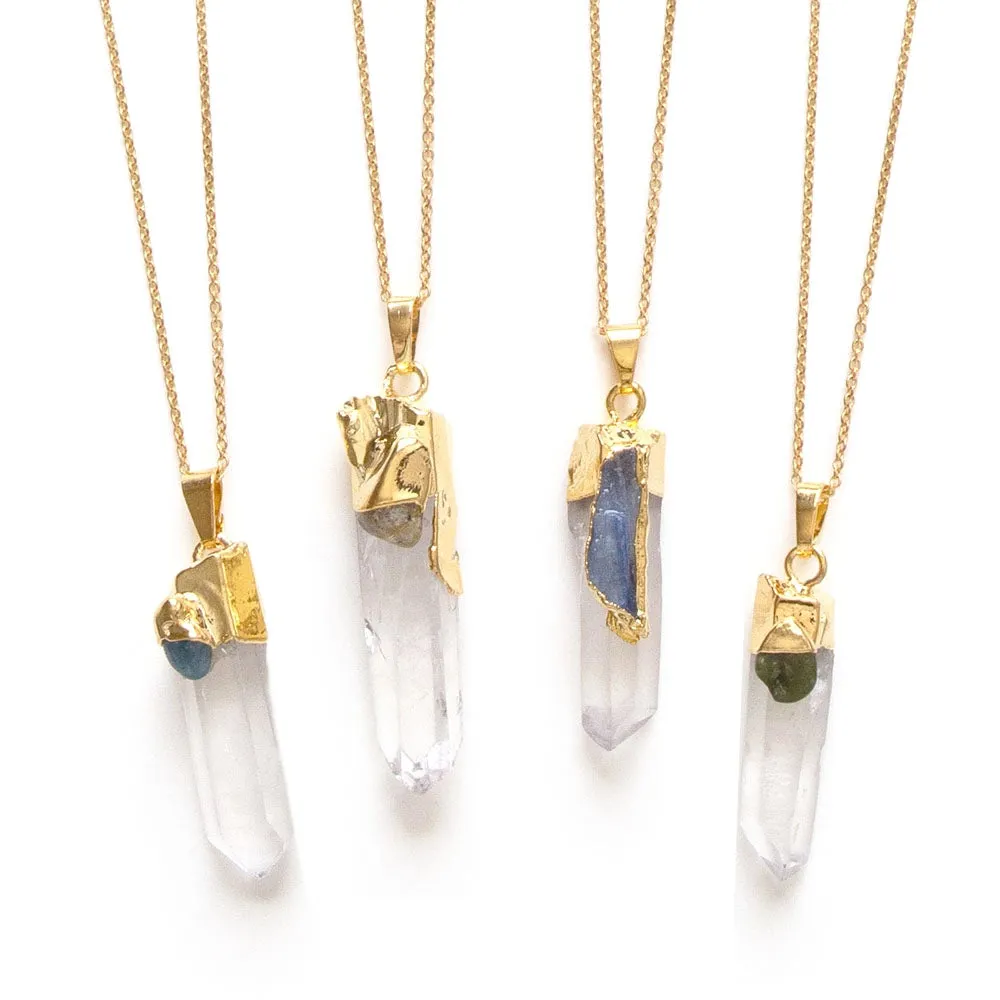 Quartz Points with Gemstones Necklace