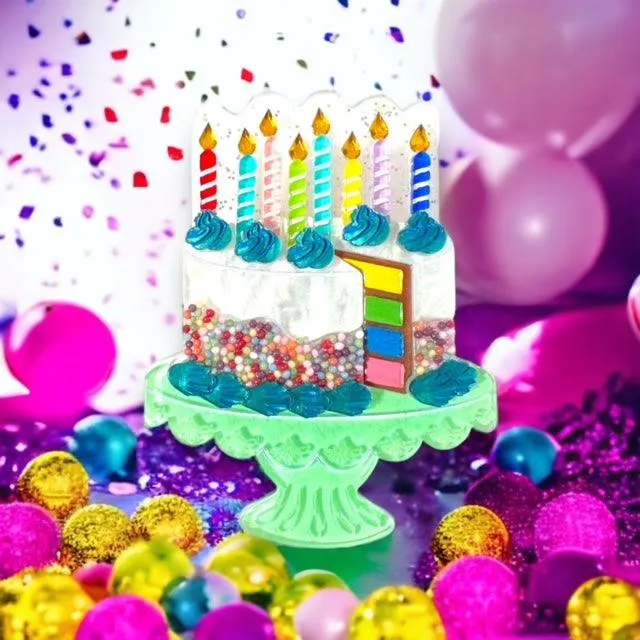 "Slice, Slice Baby" Birthday Cake Brooch by Lipstick & Chrome x Club Eggie