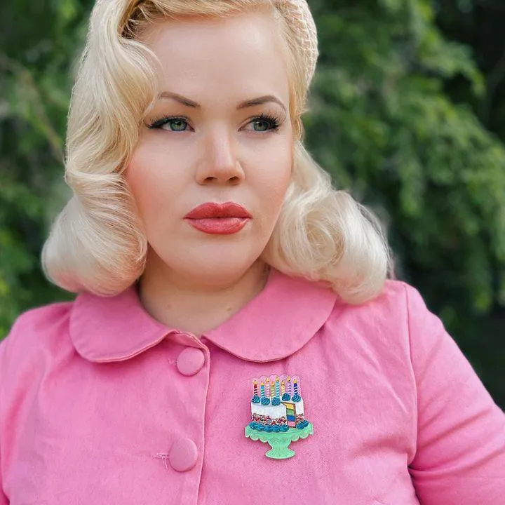 "Slice, Slice Baby" Birthday Cake Brooch by Lipstick & Chrome x Club Eggie