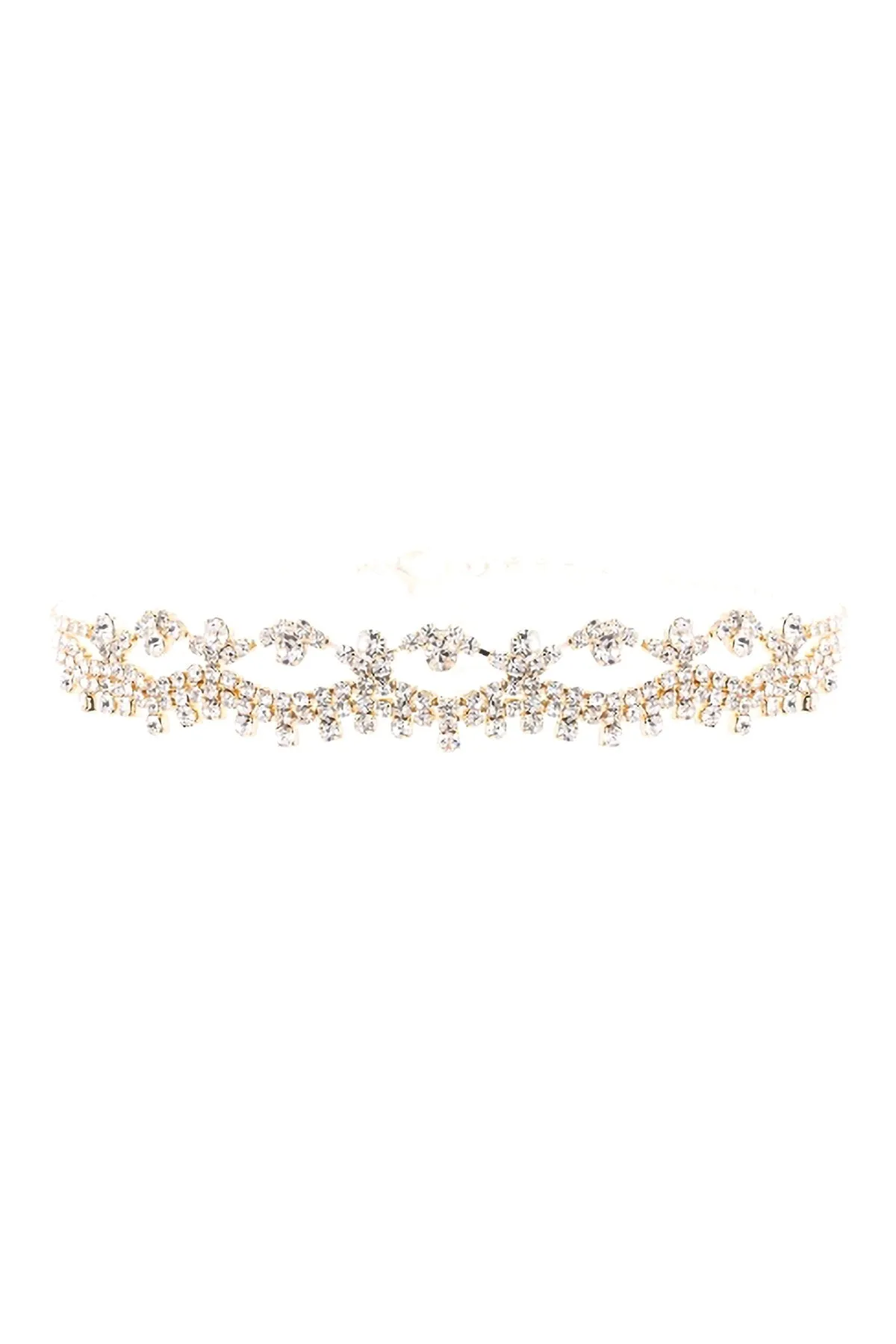 RHINESTONE LACE CHOKER COLLAR NECKLACE