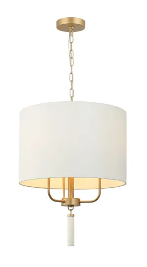 Secret Agent 368P03GOW 3-Light Pendant Light - Painted Gold/White Leather
