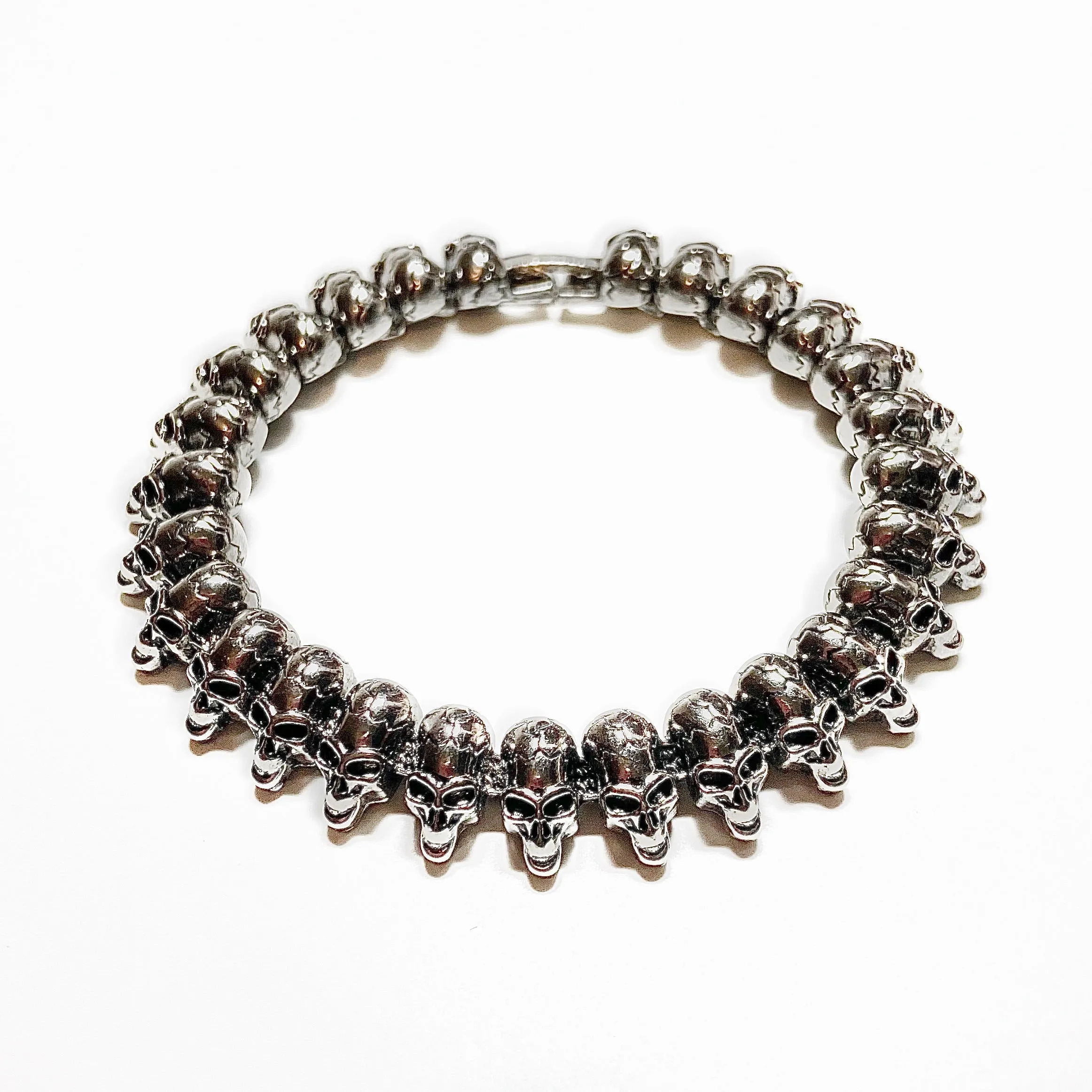 Silver Skull Link Bracelet