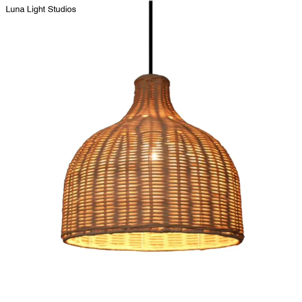 Sleek Rattan Pendant Ceiling Light for Minimalist Restaurant - Basket Suspension Lighting