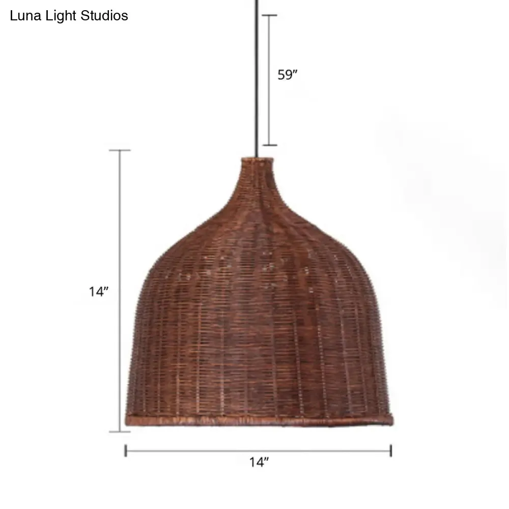 Sleek Rattan Pendant Ceiling Light for Minimalist Restaurant - Basket Suspension Lighting