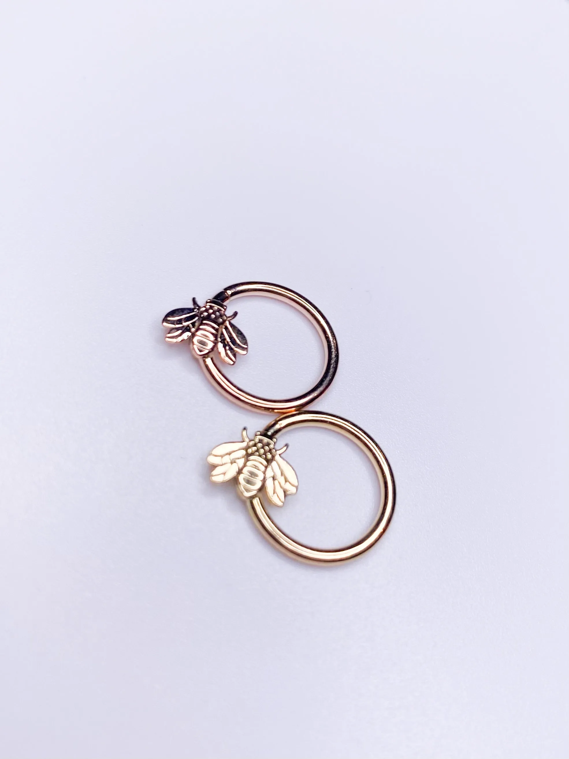 Solid 14kt Gold "BEE" Seam Rings