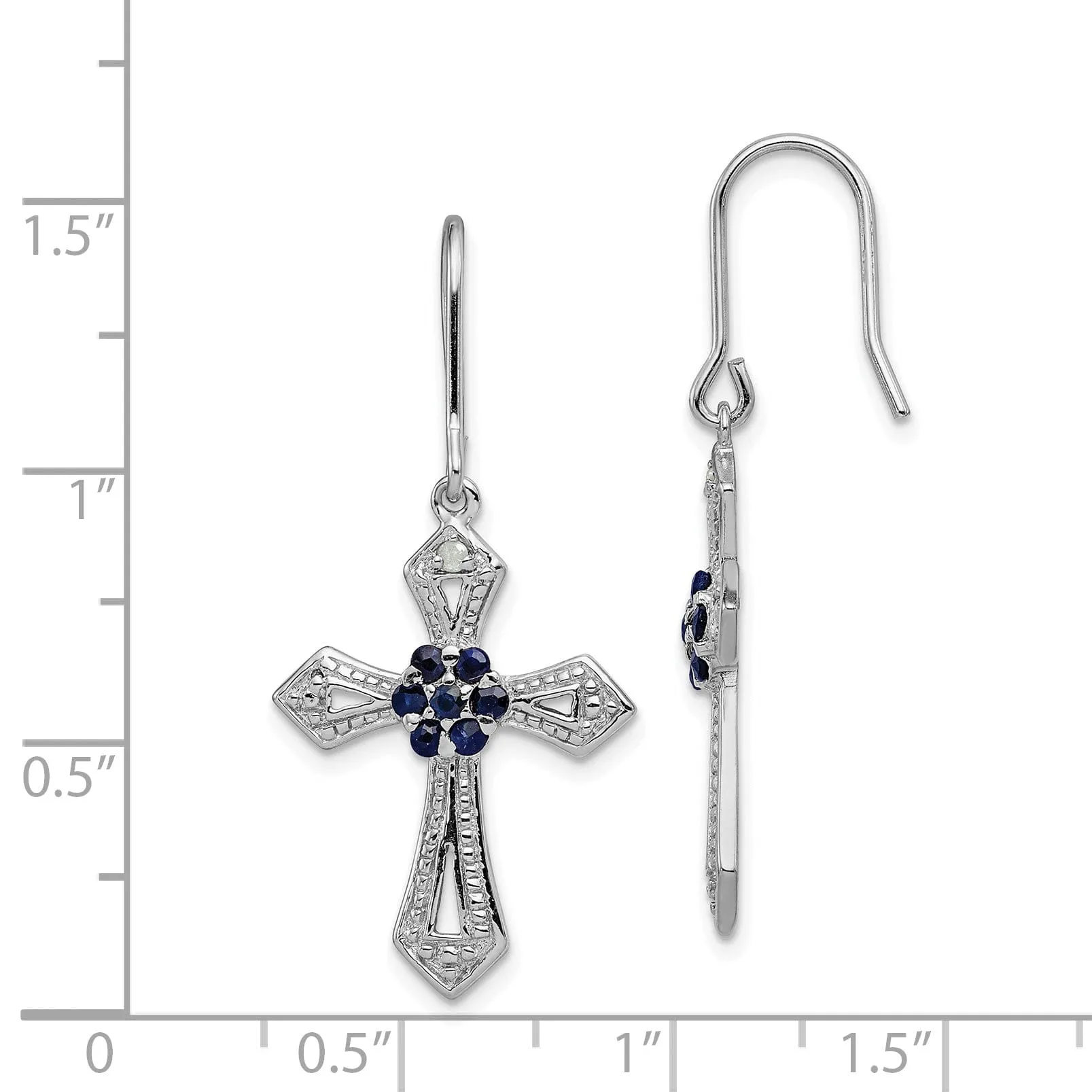 Sterling Silver Diamond Accent Cross Earrings