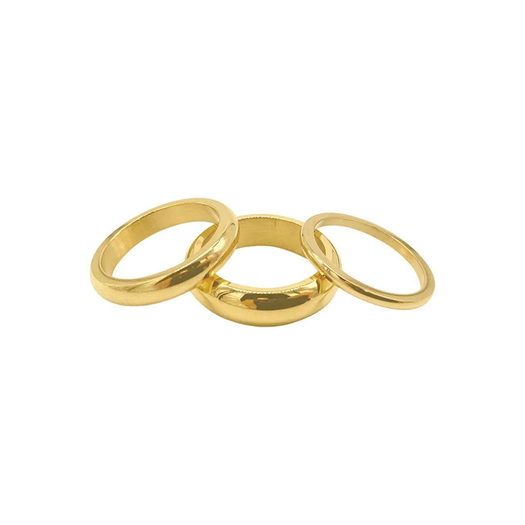 Tarnish Resistant 14k Gold Plated Matte Stacking Band Set