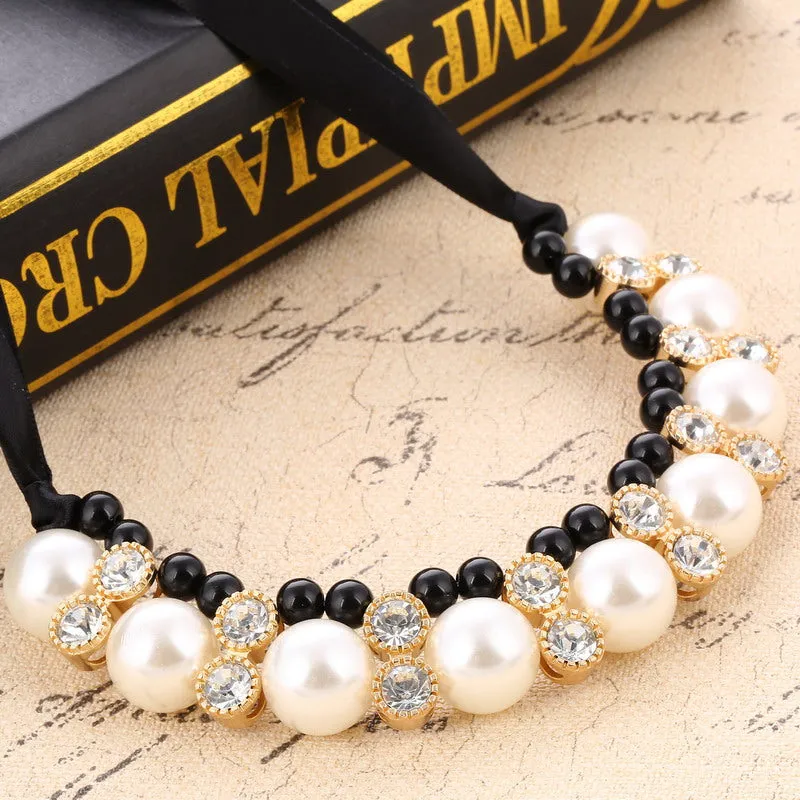 VenusFox Lace pearl Chain Choker Necklace