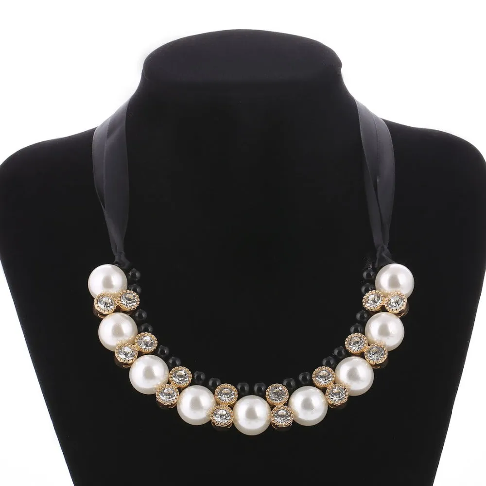 VenusFox Lace pearl Chain Choker Necklace