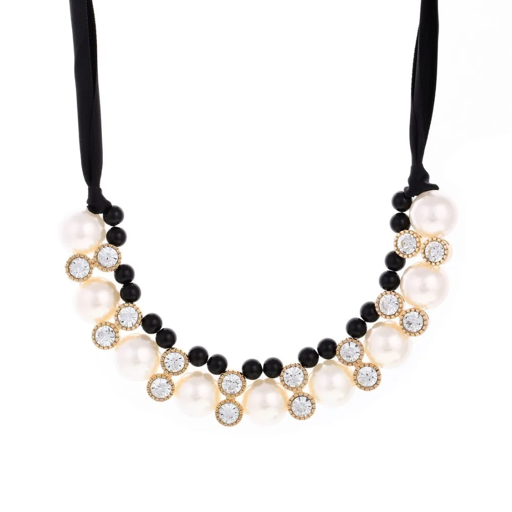 VenusFox Lace pearl Chain Choker Necklace