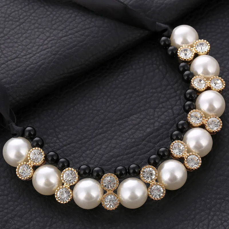 VenusFox Lace pearl Chain Choker Necklace