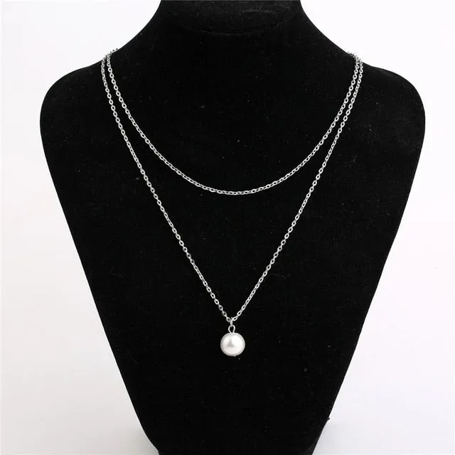 VenusFox Lace pearl Chain Choker Necklace