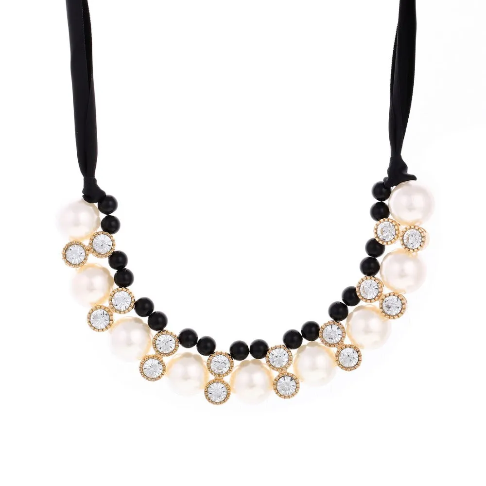 VenusFox Lace pearl Chain Choker Necklace