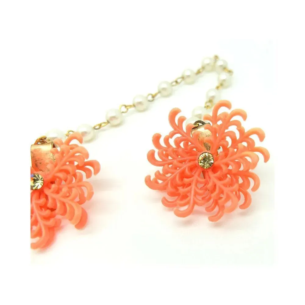 Vintage 1950s Flower & Faux Pearl Cardigan Clips
