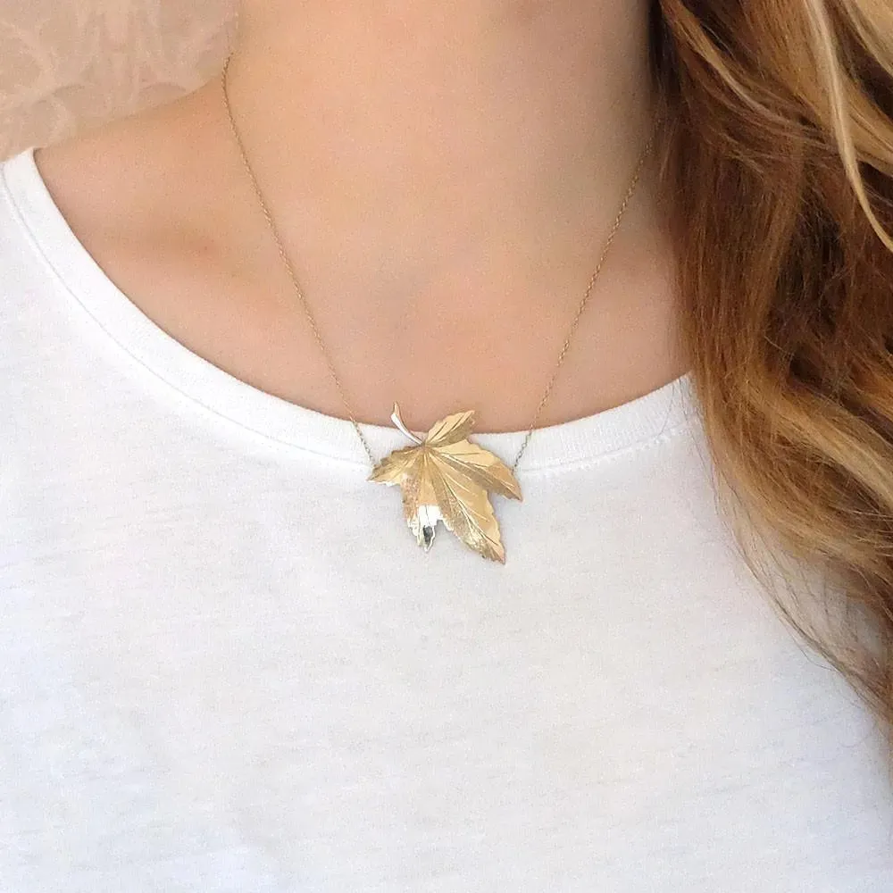 Vintage 1960's Gold Maple Leaf Conversion Necklace
