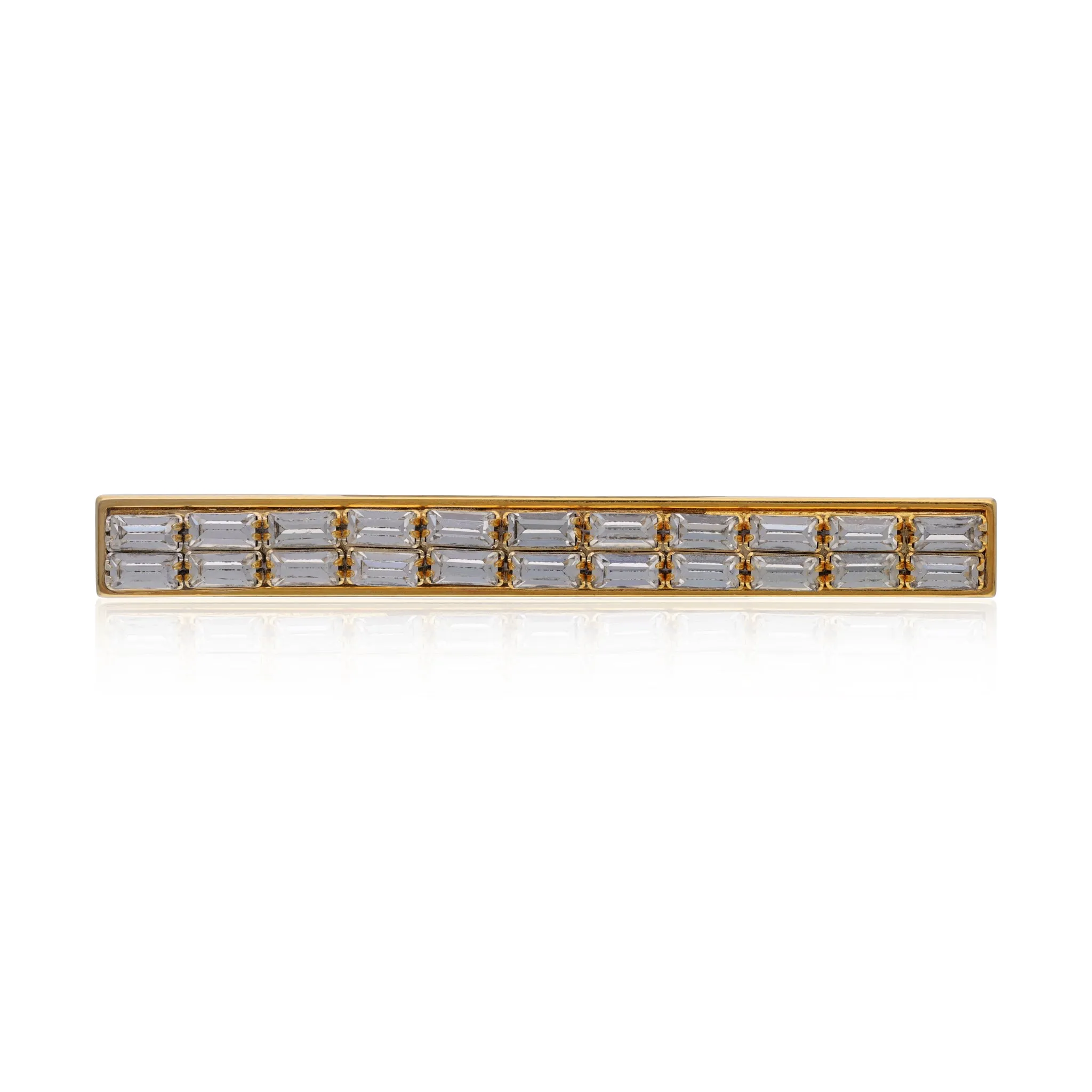 Vintage Bar Pin Brooch With Baguette Crystals