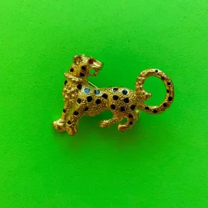 Vintage Jordache Gold-Toned Cheetah Brooch