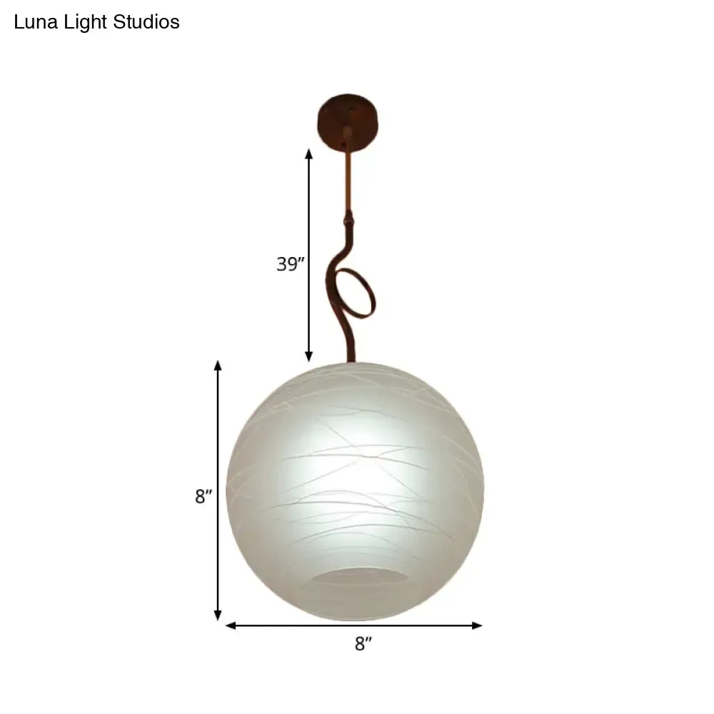 White Glass Ceiling Pendant Lamp - Modern Global Hanging Light Kit with 1 Bulb for Bedroom