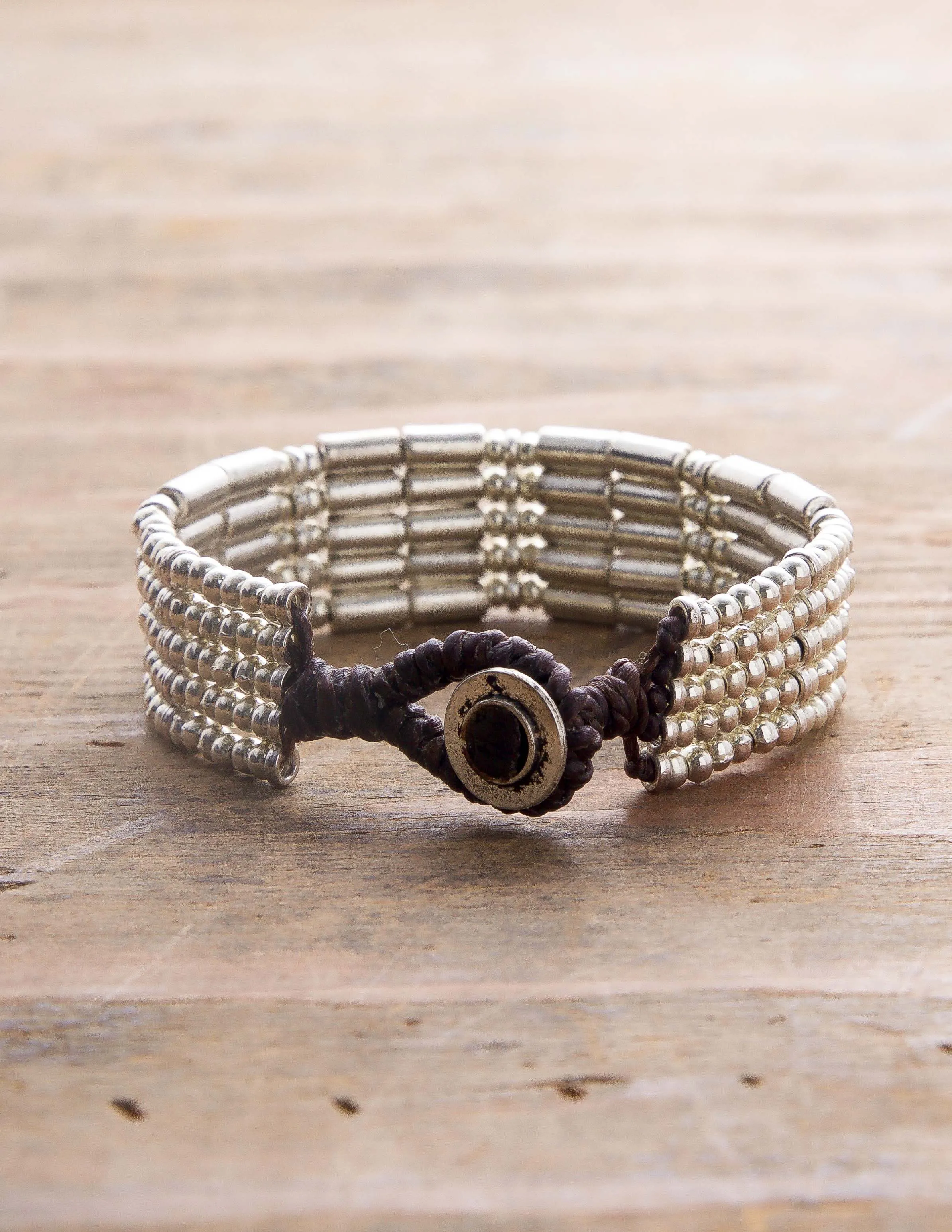 Woven Ball and Bar Bracelet
