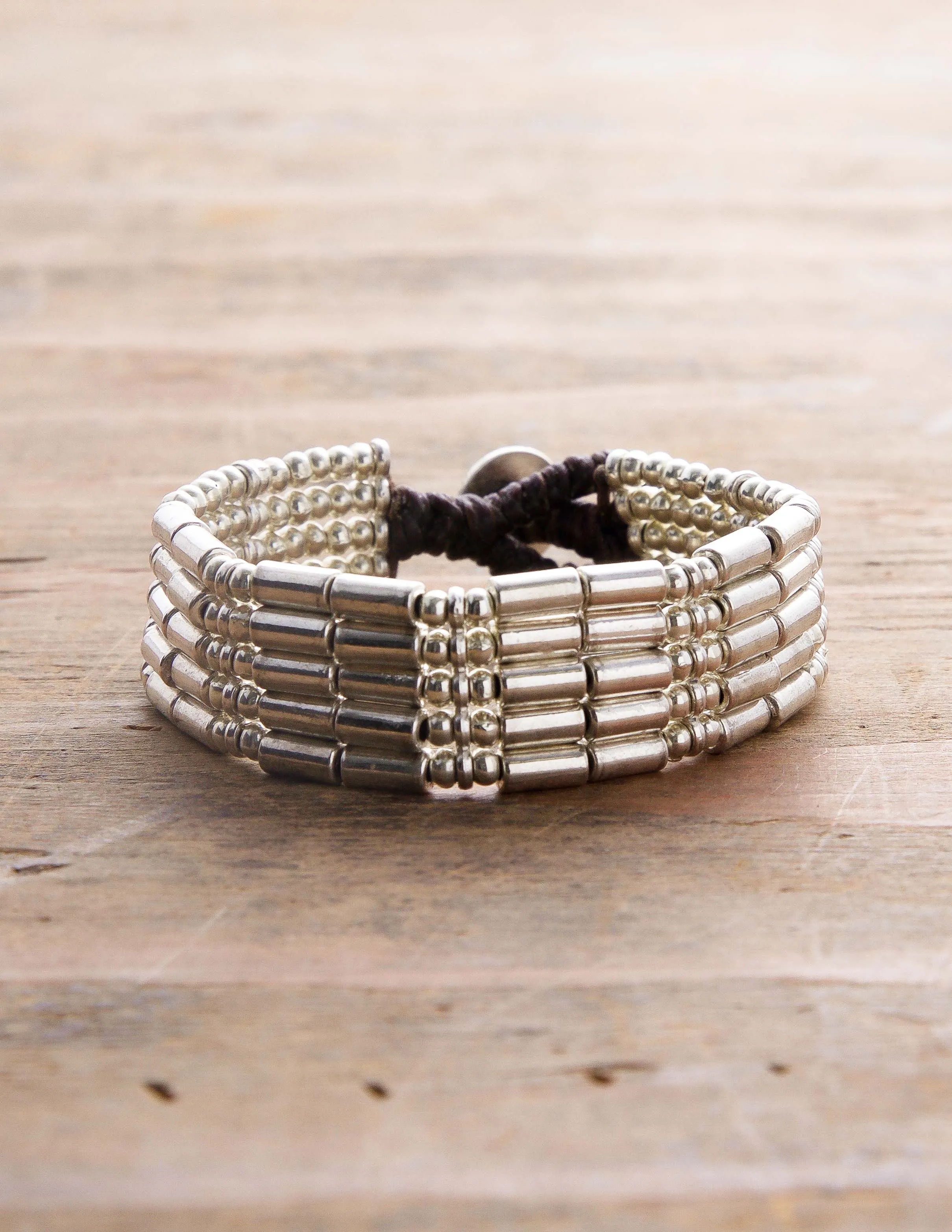 Woven Ball and Bar Bracelet